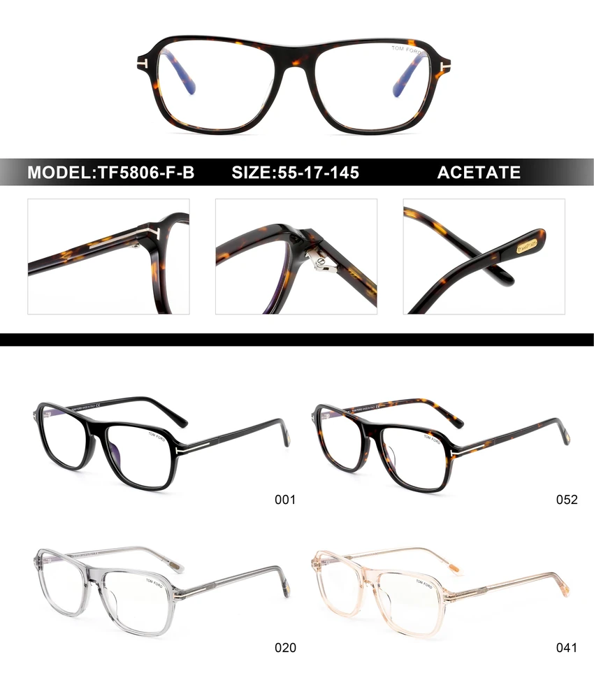 Premium Tom Ford FT5806-F-B Eyeglasses – Tom Ford Pilot Glasses | Retail Optical Partner