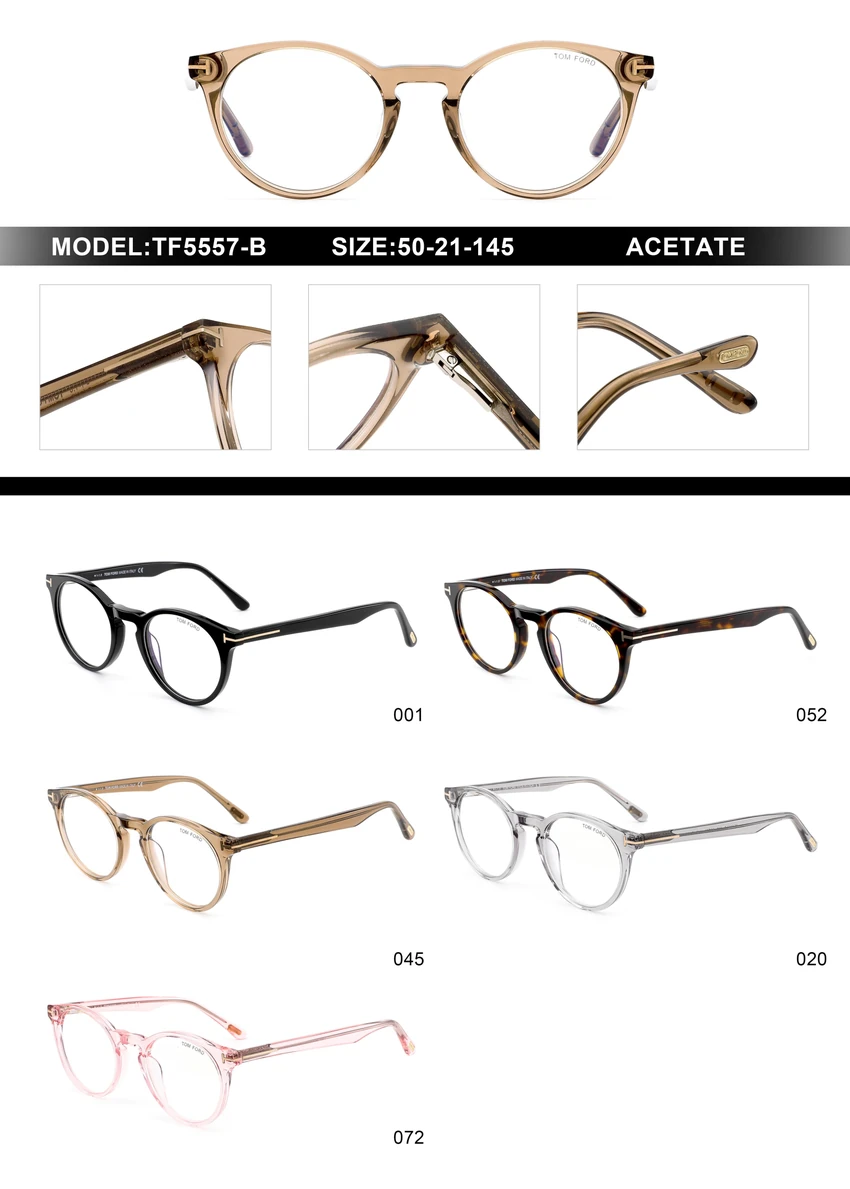High-Quality Tom Ford FT5557-B Spectacle Frames – Tom Ford Glasses Fake | B2B Optical Supplier