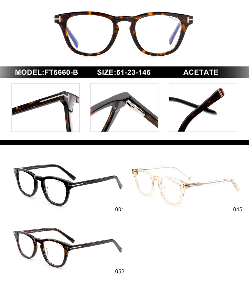 Premium Tom Ford FT5660-F-B Spectacle Frames – Tom Ford Glasses Woman | Bulk Distributor
